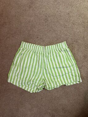 Linen Green Stripe Women's Shorts